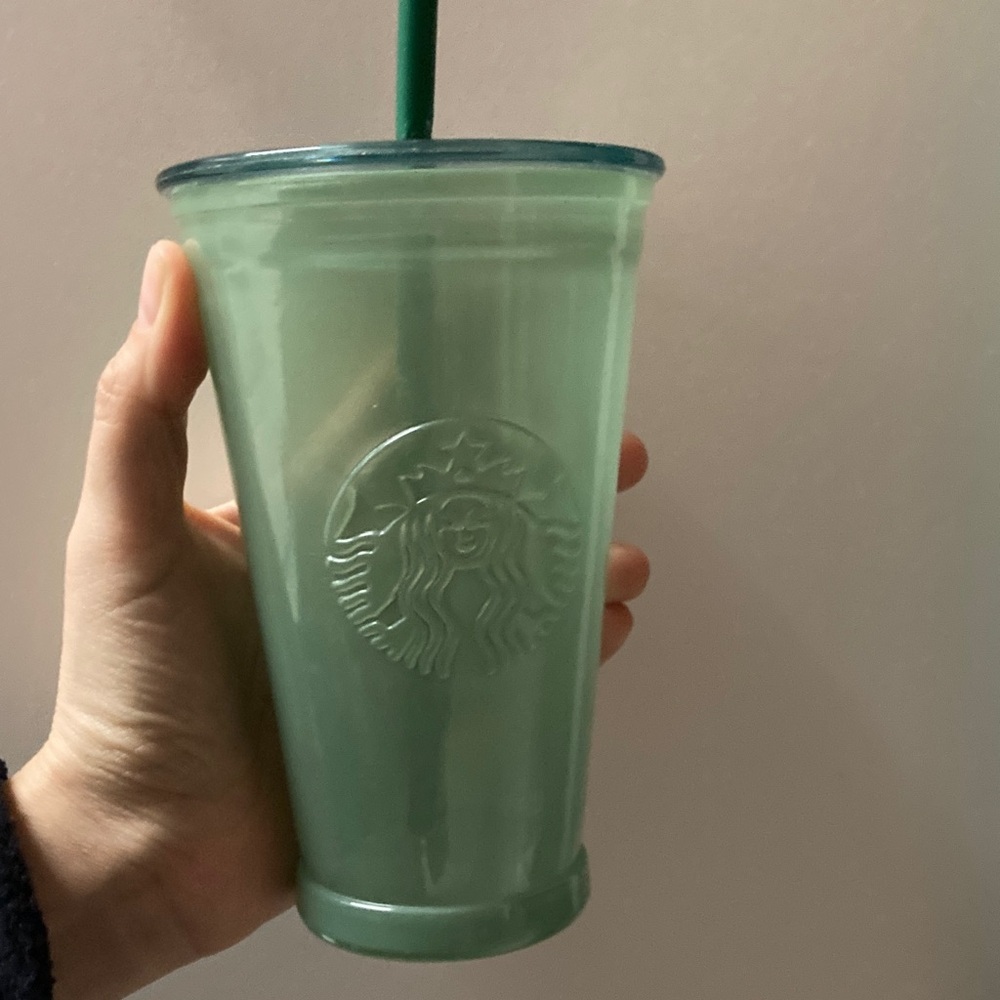 Starbucks Mint Green Tumbler with Lid- glass-grande